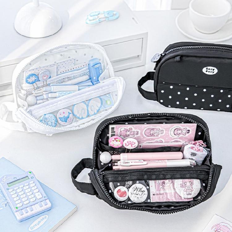 Pencil Case Fashionable Dot Design Pen Holders With Roomy Interior Small Items Holders Bag Desk Organizer