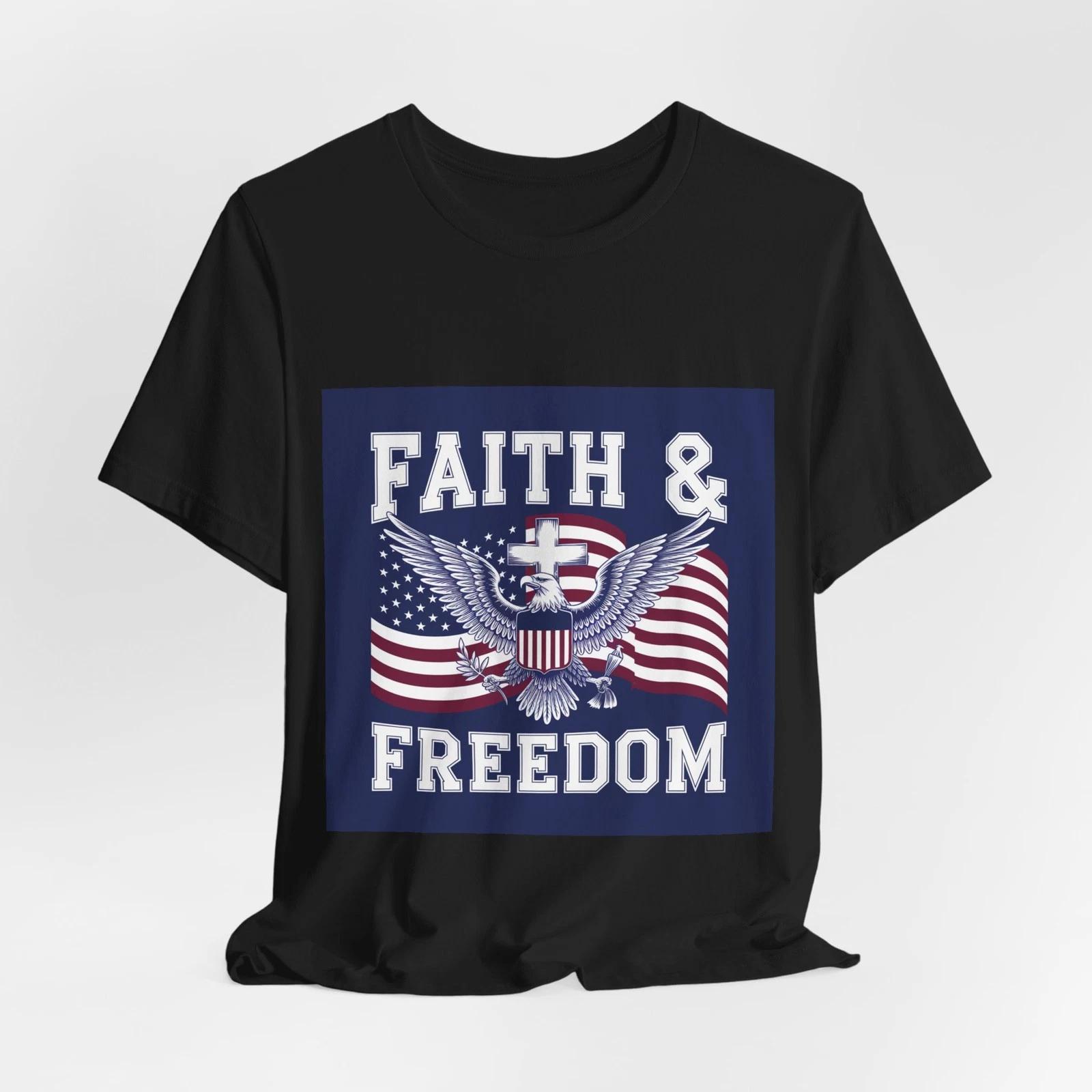 Faith & Freedom Jesus America Unisex T-Shirt Patriotic Eagle 3XL