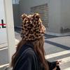Thick Girls Bear Ears Leopard Autumn Winter Korean Fisherman Hat Basin Hat Plush Bucket Hats