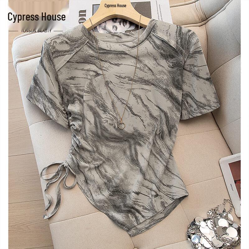 Women s Sweet Cool Irregular Hem Color-block T-Shirt L