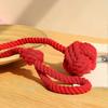 Dww-Set of 2 (red) Curtain Tiebacks with Large Woven Cotton Ball, Handwoven for Outdoor Use