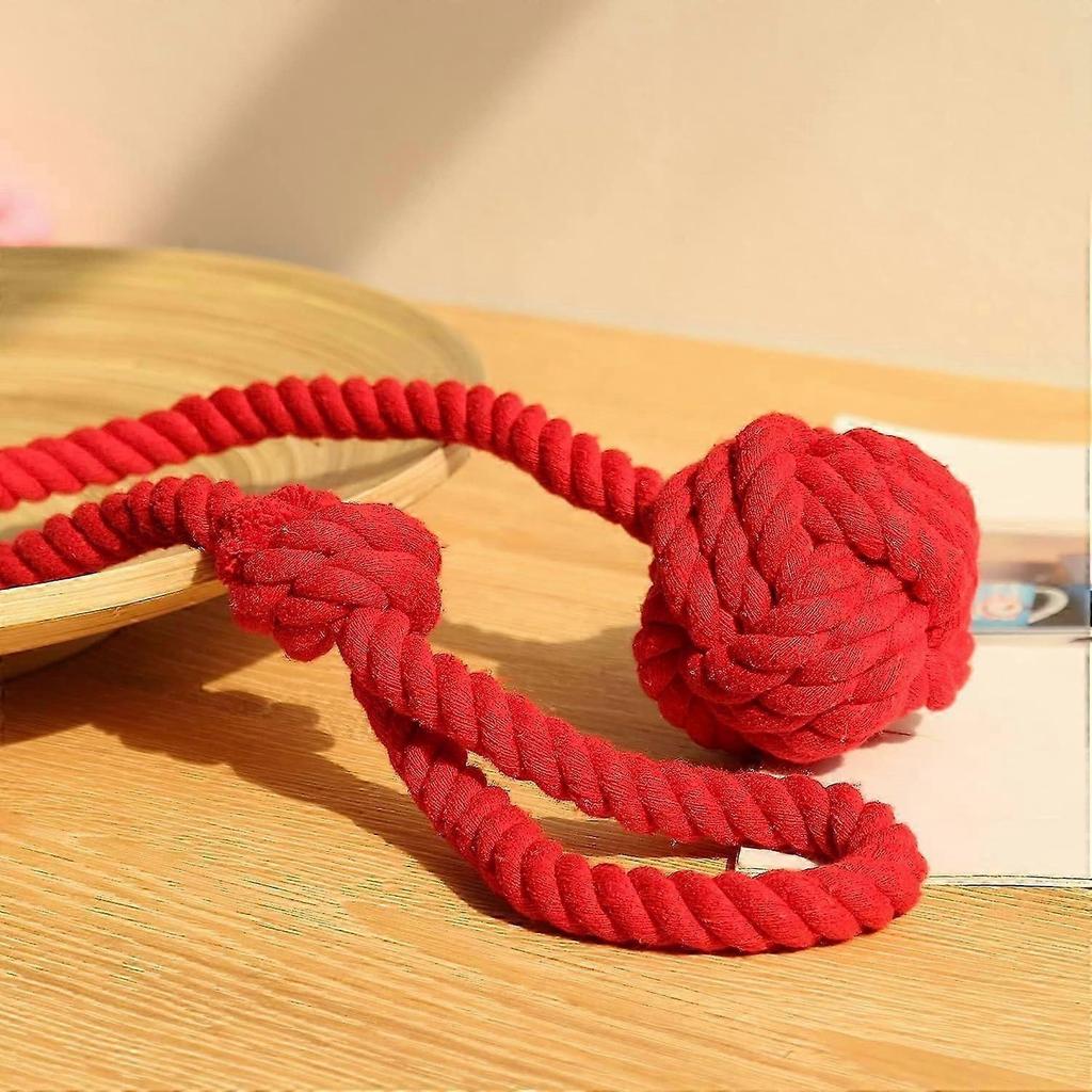 Dww-Set of 2 (red) Curtain Tiebacks with Large Woven Cotton Ball, Handwoven for Outdoor Use