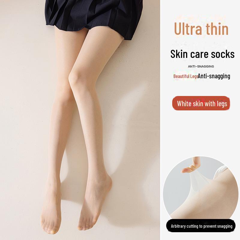 Open-Toe Women's Plus-Size Stockings: Durable, Anti-Snag, Summer Thin, Flesh-Colored, Foot-Stepping Design, No Crotch Drop.