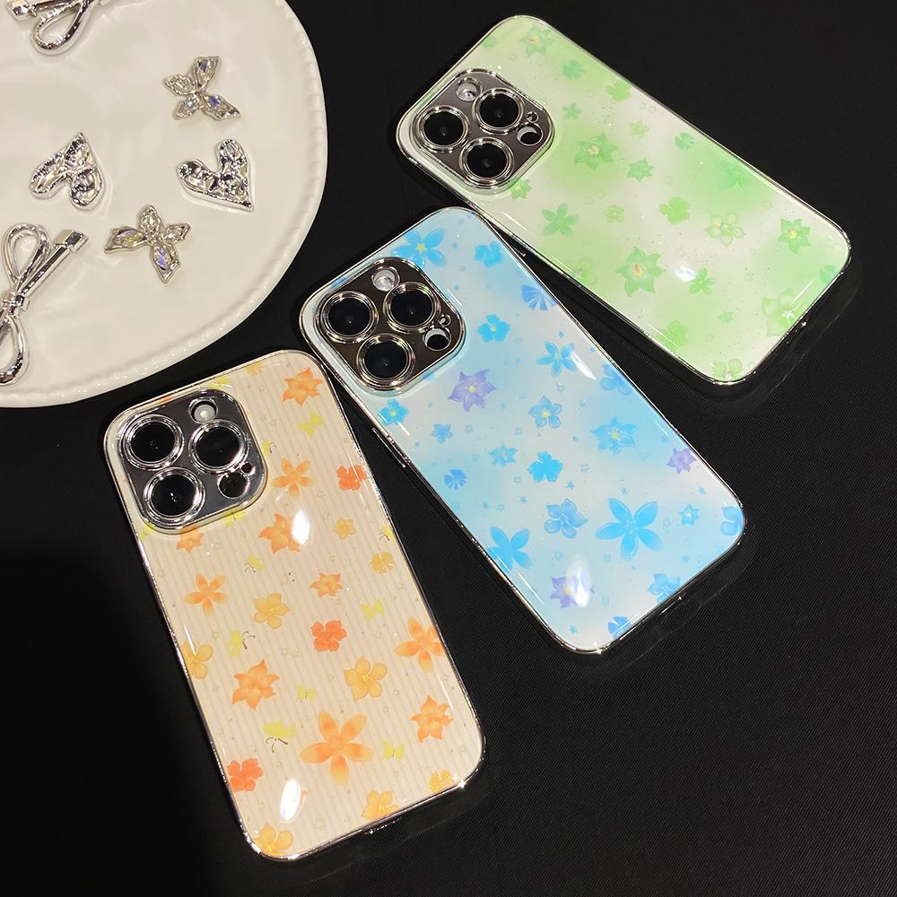 Full Screen Leaves and Stars Are Suitable for iPhone16pro Mobile Phone Case Apple 15 Electroplating Water Condensation Anti-drop 13 Small Fresh