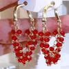 Vintage Rote Farbe Kristallperlen Quaste Ethnische Ohrringe Stecker Hänger Weihnachten Boho Schmuck Party Damen Geschenk