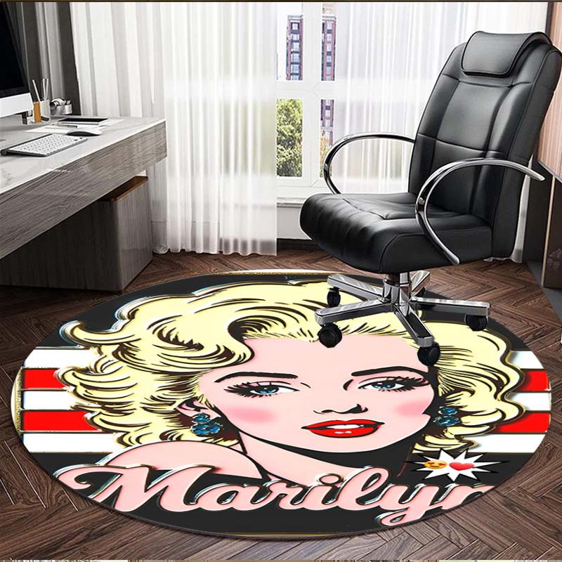 Marilyn Monroe Print Rond Tapijt, Wasbaar Vloerkleed, Voor Entree Slaapzaal Wasruimte Kantoor Studeerkamer, Woondecoratie Verjaardag Kerstcadeau
