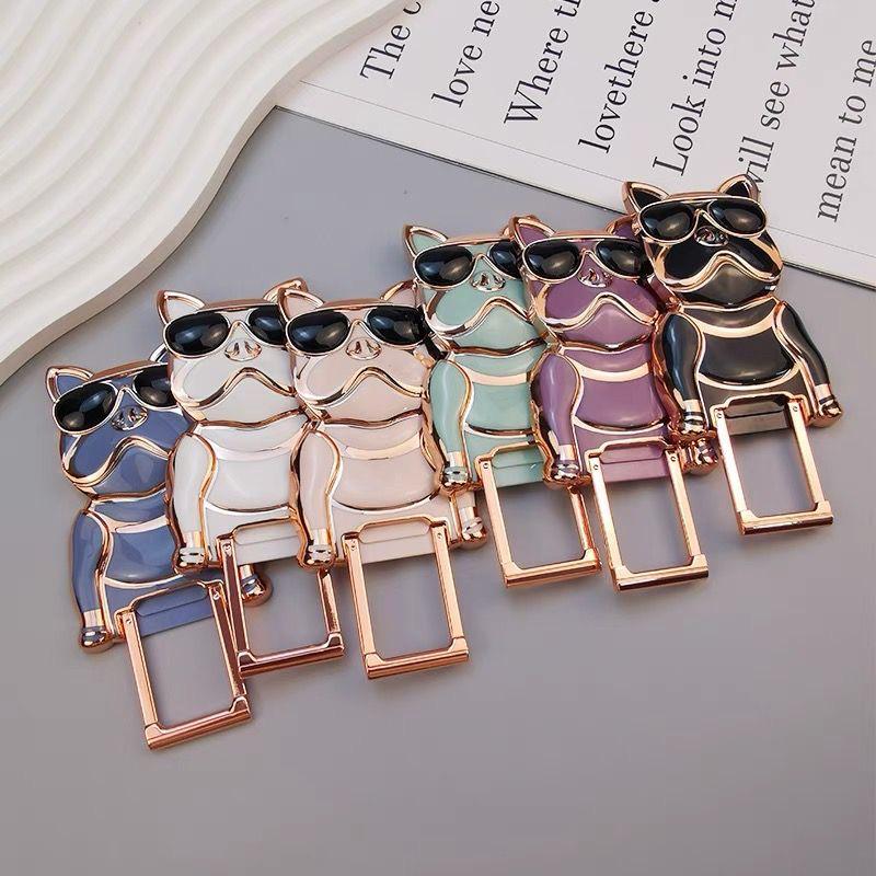 Colorful Trendy Electroplated Dog Phone Holder with Glasses