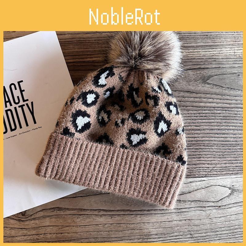 Fashion Leopard Print Pattern Womens Casual Warm Knitted Hat For Winter
