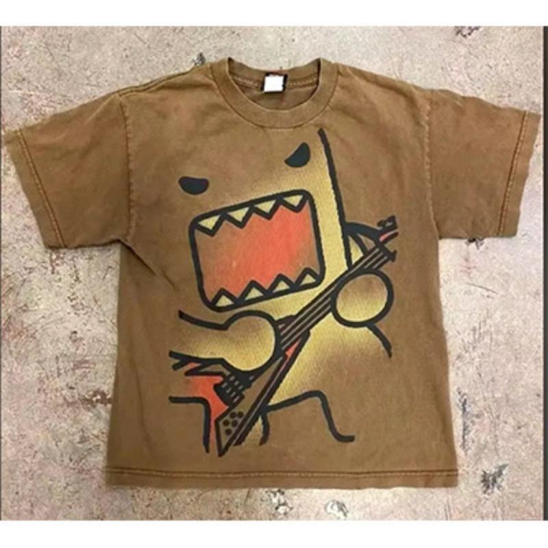 Men's and Women's Same Retro Cartoon Fashion Casual Crew Neck T-shirt