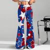 Women's Fashion Loose Drawstring Tight Waist Independence Day Printed Casual Sports Pants Casual Flared Pants