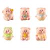 Pig Ornament Small Pink Piglet Synthetic Resin Figurine with Raincoat Yellow Duck Micro Landscape Ornament