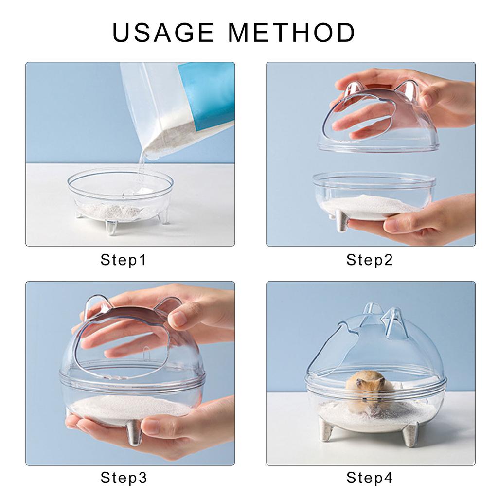 Baie de nisip transparentă pentru hamsteri Recipient robust și transparent pentru baie de nisip, pentru tovărășia cobailor și aricilor