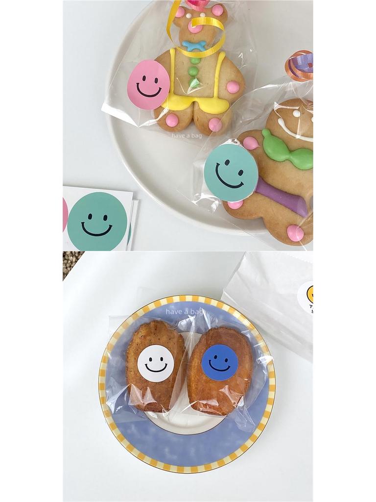 Korean Style Smiley Face Stickers: Colorful, Cute Round Labels for Gift Seals
