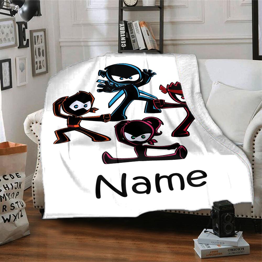 Custom Name Ninja Kidz Theme Printed Blanket - Perfect for Couch, Bed, Travel & Outdoor Use | Machine Washable, Cozy & Durable.