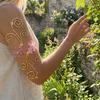 Floral Iris Flower Bracelet Hollow Out Open Arm Bangle Exquisite Arm Cuff  Beach