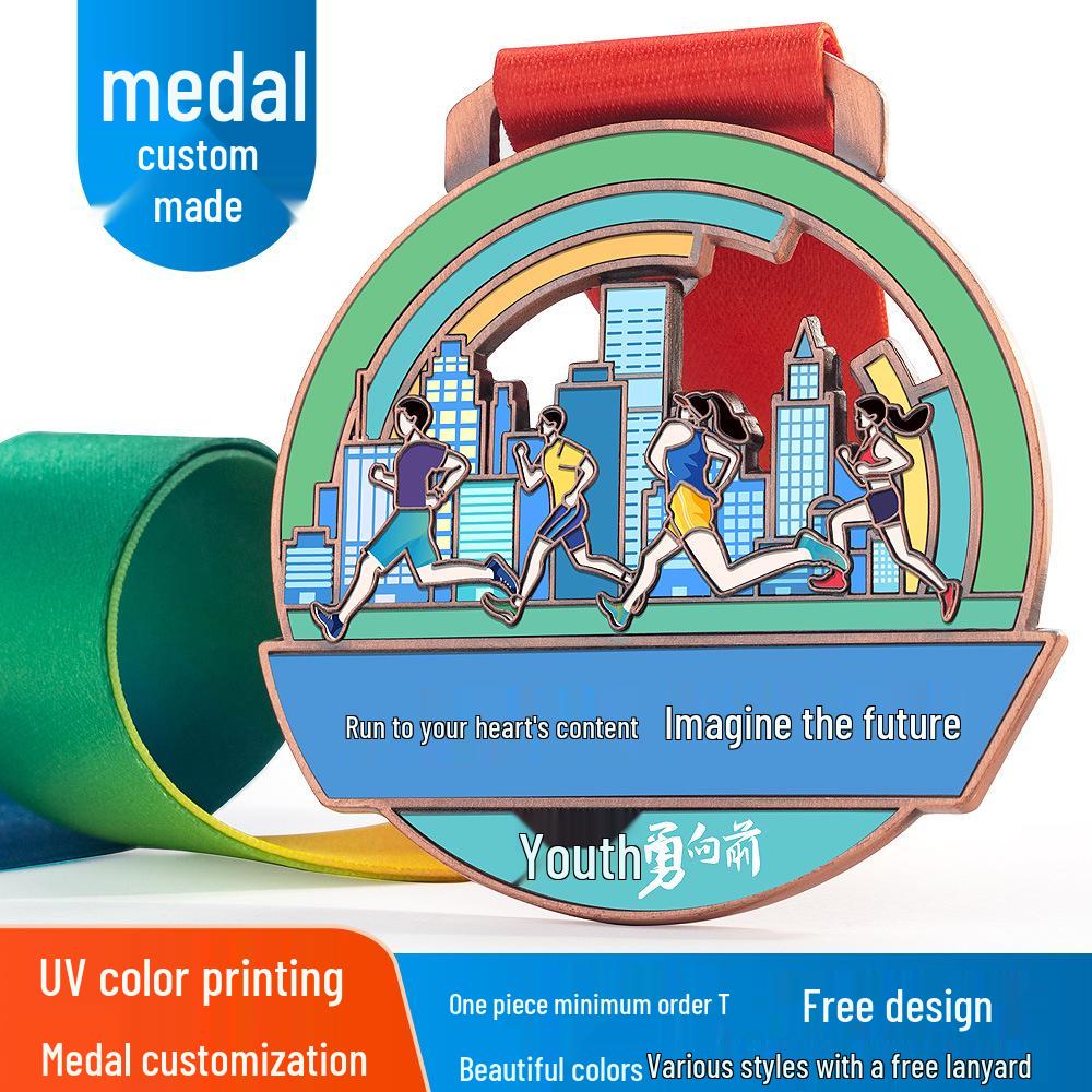 Youth Marathon Champion Commemorative Medal Hanger for Student Sports Competitions
