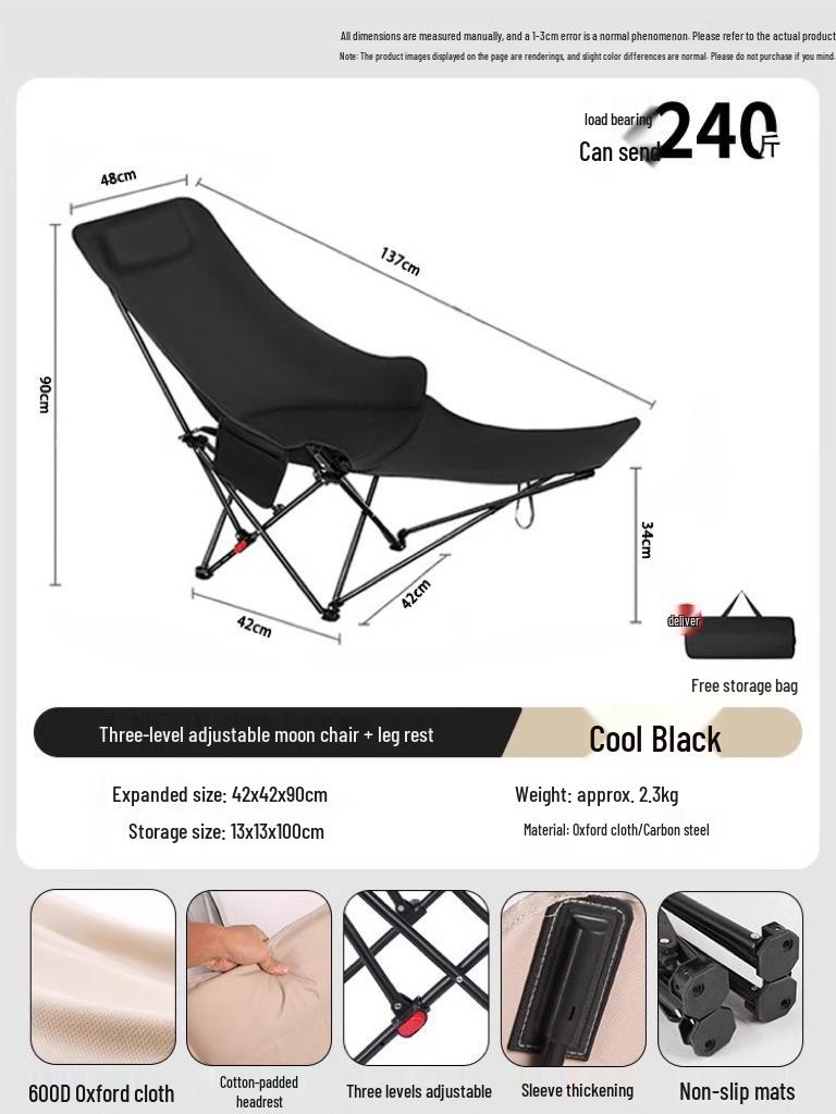 Portable Outdoor Folding Moon Chair for Camping, Fishing, Beach Lounging, and Picnics