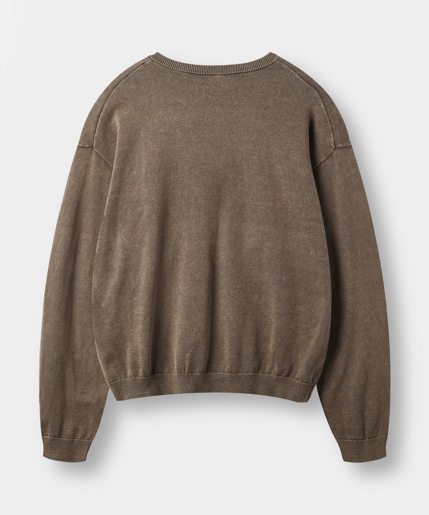 Dimiteulibeullaeg Daily Washable Pigment Henley Neck Round Knit_Brown