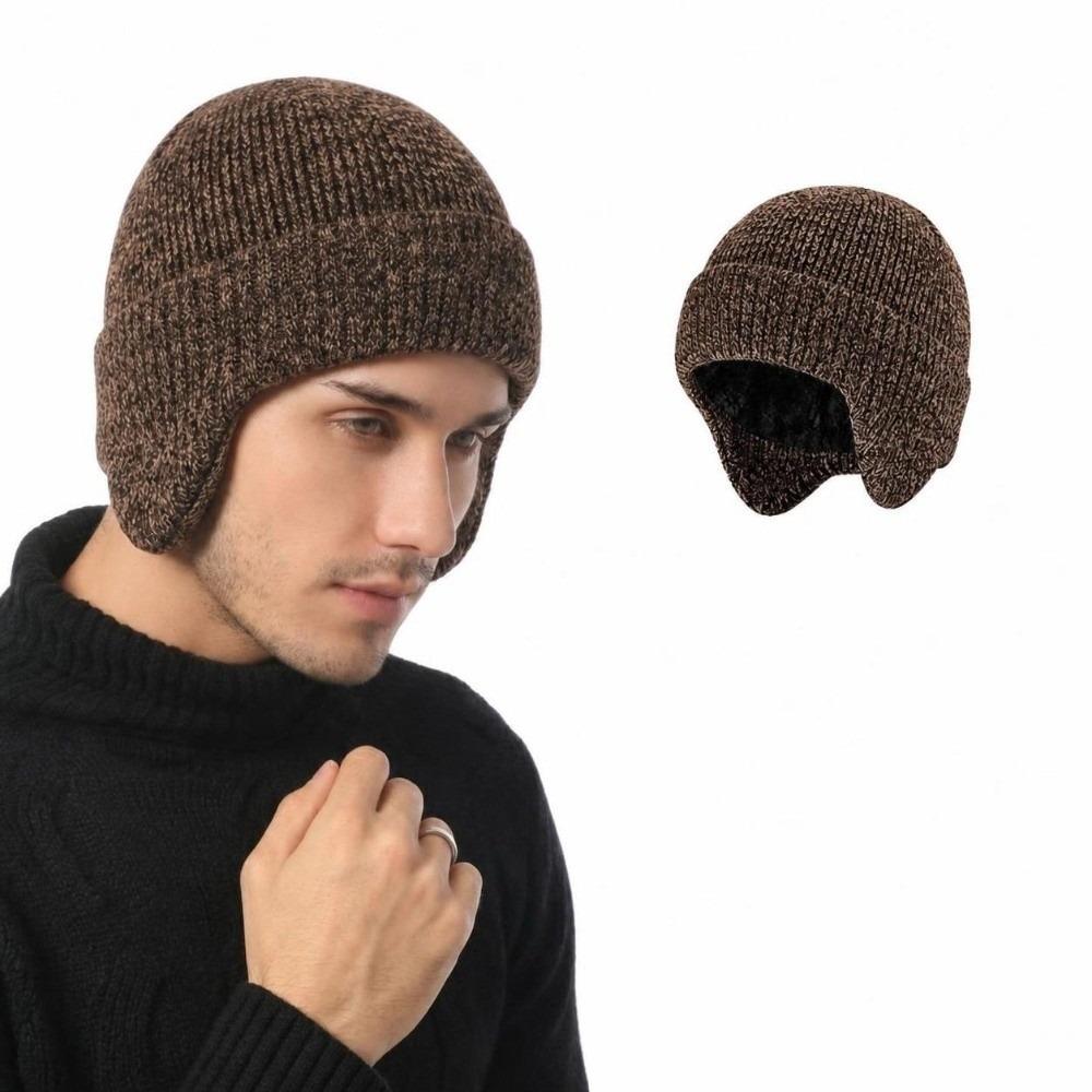 Windproof Knitted Hat Thickened Cold-proof Hat New Earflap Beanie Hat Unisex
