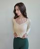 Debiweeo Women'S Yoga Wear Devi-T0126-Cream Lemon Pilates Julie Shirred Long Sleeve
