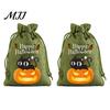 Small Storage for Candies 2Pcs Halloween Pumpkin Drawstring Bags Candy Treats, Retro Burlap Pattern Party Favors Trick or Treat Bags, Portable Goodie
