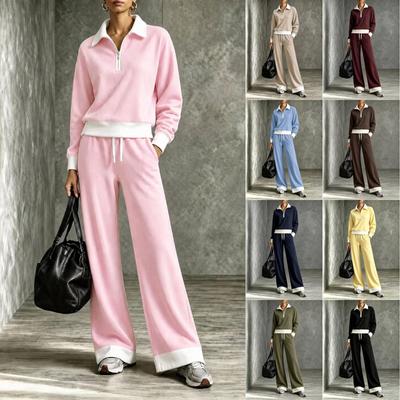 Completo da Donna a Due Pezzi: Felpa con Collo e Pantaloni a Gamba Larga