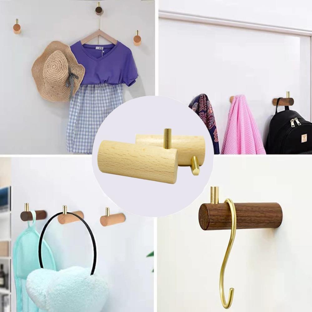 

6Pcs Heavy Duty Copper Hook Beech Coat Hook Durable Wooden Hook Home Kitchen Bathroom