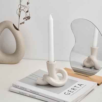 Aesthetic Knot Shape Candlestick Nordic Living Room Decor Handmade Ceramics Room Table Top Decor Candle Holder Wedding Ornaments
