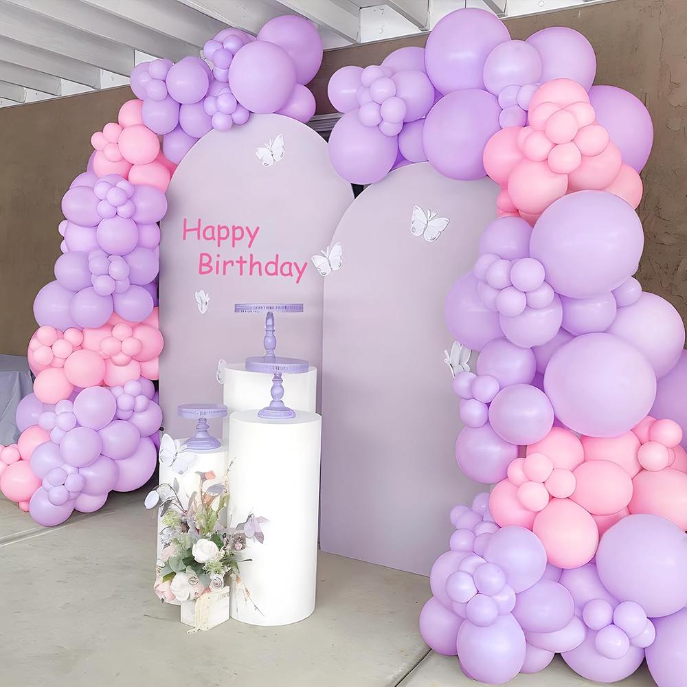 Lila Luftballonbogen-Set Pastelllila Rosa Luftballons Girlande Babyparty Geschlechtsenthüllung Hochzeit Geburtstagsparty Dekoration Globos