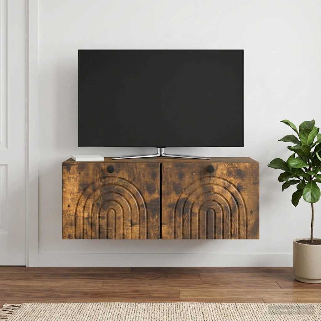 Wall Mounted TV Cabinet Smoked Oak 78.5 x 31 x 30 cm