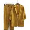 GMXIA Damen Herbst Pendler Anzug Set, Baumwoll-Leinen Jacke mit lockeren Taschen, Modische Freizeitkleidung