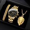 Classic Mens Quartz Watch And Bracelet Set With Alloy Strap For Business Casual Wear