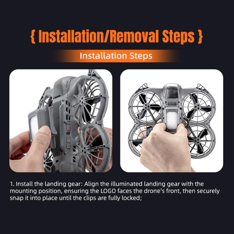 For DJI Neo 2 STARTRC LED Light Heightened Landing Gear Training Rack (Black)