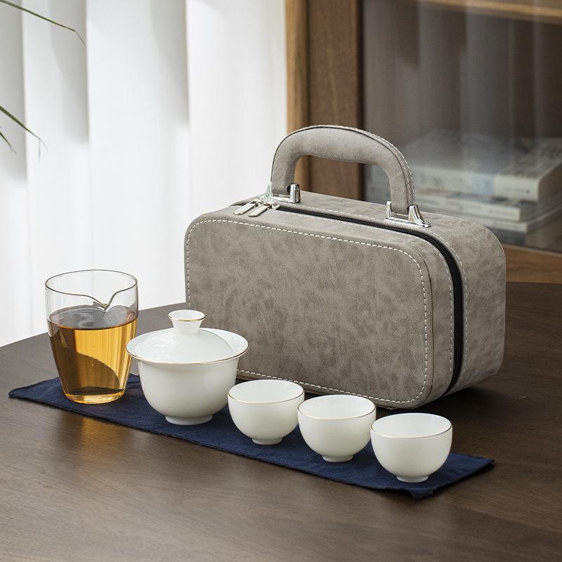 Suet Jade Porcelain Portable Travel Tea Set Activity Souvenir Business Company Festival Gift Set