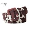 Stylish Metal Pin Buckle Belt Women Cow Pattern Belt, Imitation Horse Hair Leather Waist Casual Fabric Covered Band for Jeans Dresses