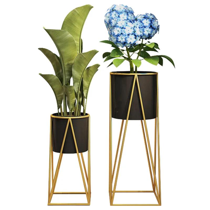 Golden iron flower stand Fashion Indoor Plant shelf living room Balcony floor-standing shelf Square bottom Not include plants