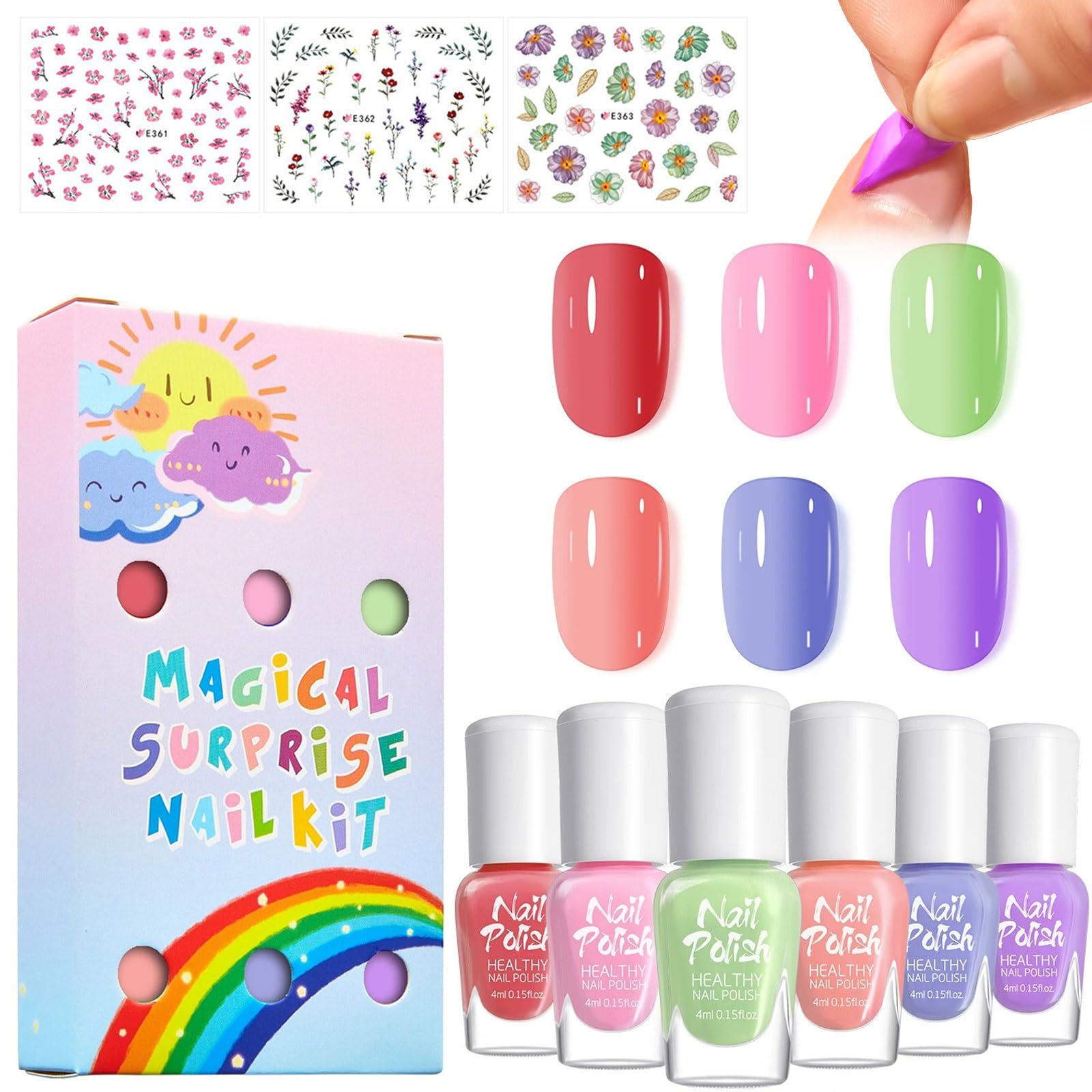 

Nail Polish Set Nail Polish for Children Makeup Set for Girls Christmas Gift Kids - Peel-off, Water-soluble, Quick-drying - - Toy, Birthday, (6