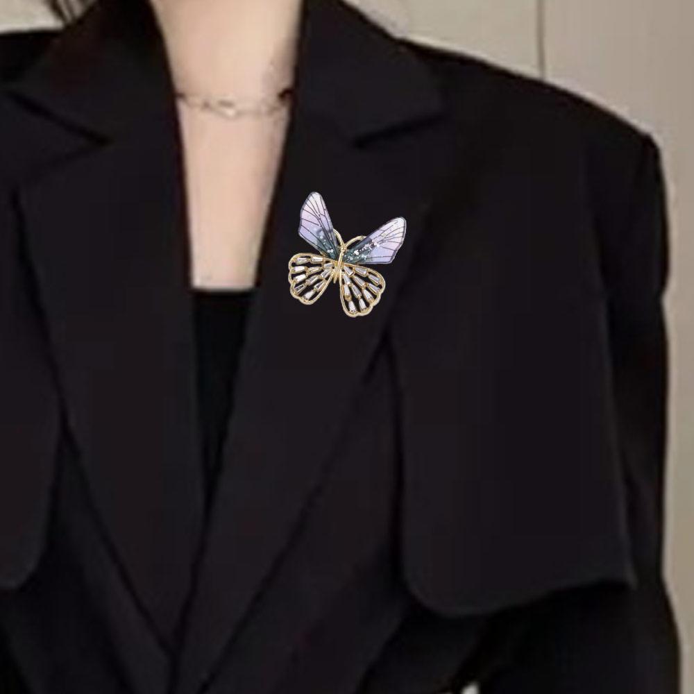 Girls Luxury Sense Women Brooch Clothes Accessories Korean Style Badge Transparent Wings Butterfly