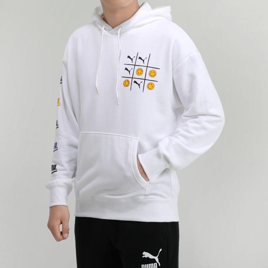 Puma Club Casual Print Hoodie Men Hoodie White 530368-02