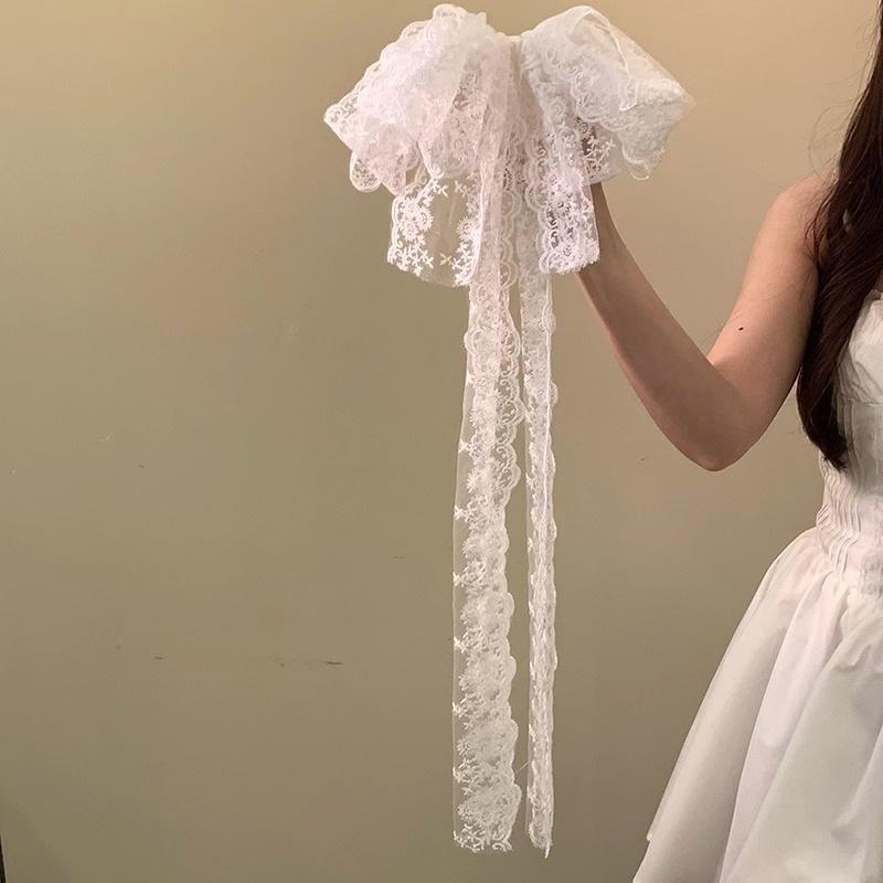 

1PC Hair Clip Elegant Hair Accessories for Girls Women Hairgrip Fashion Headdress Lace Bow Hairband білий