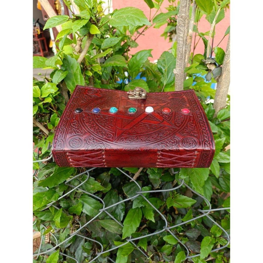 Leather Journal Notebook brown stone Pentagram Witch Craft Embossed Writing Handbook Leather Journal Book Office Diary College Sketchbook 5 x 7 inches