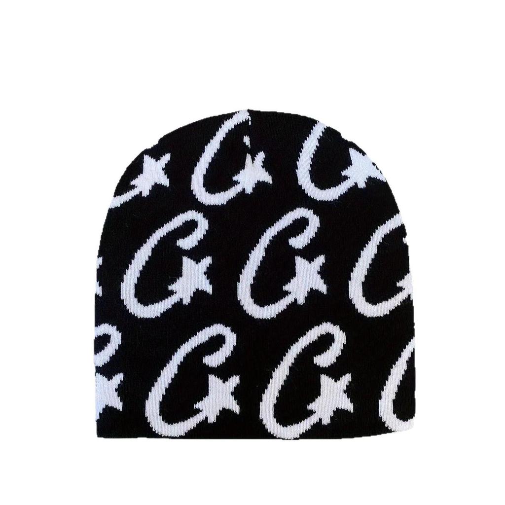 Y2K Knit Hat - "Meteor" Jacquard Beanie, Street Style Hip Hop Hat