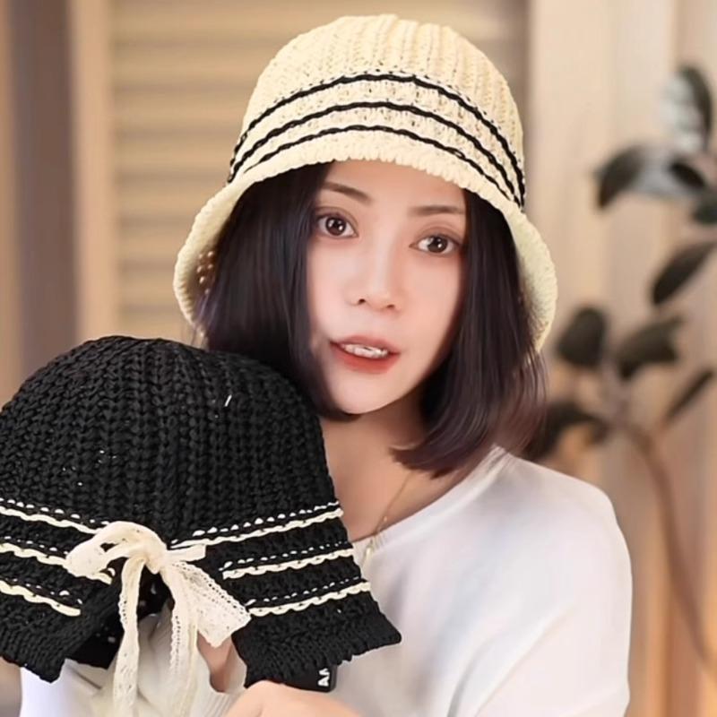 2025 Damen Neuer Hohlstroh Fischerhut Outdoor Sonnenschutz Vielseitige Mode Atmungsaktiver Hut