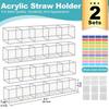 Straw Holder For Cabinet Door Acrylic Adhesive Drinking Straws Dispenser Reusable Kitchen Storage Counter Organization For Cafe