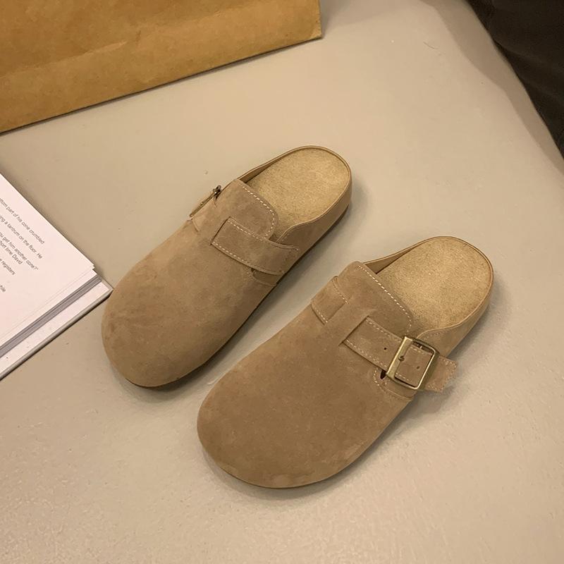 

Soft-soled women s thick-soled slippers outer wear spring and summer new one-pedal Boken bag head half slippers sandals 40