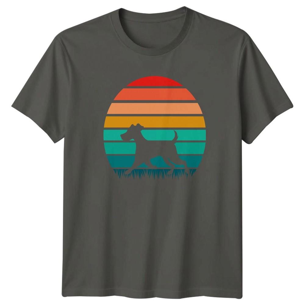Dog Silhouette Vintage Retro Sunset TShirt Terrier Dogs Birthday S