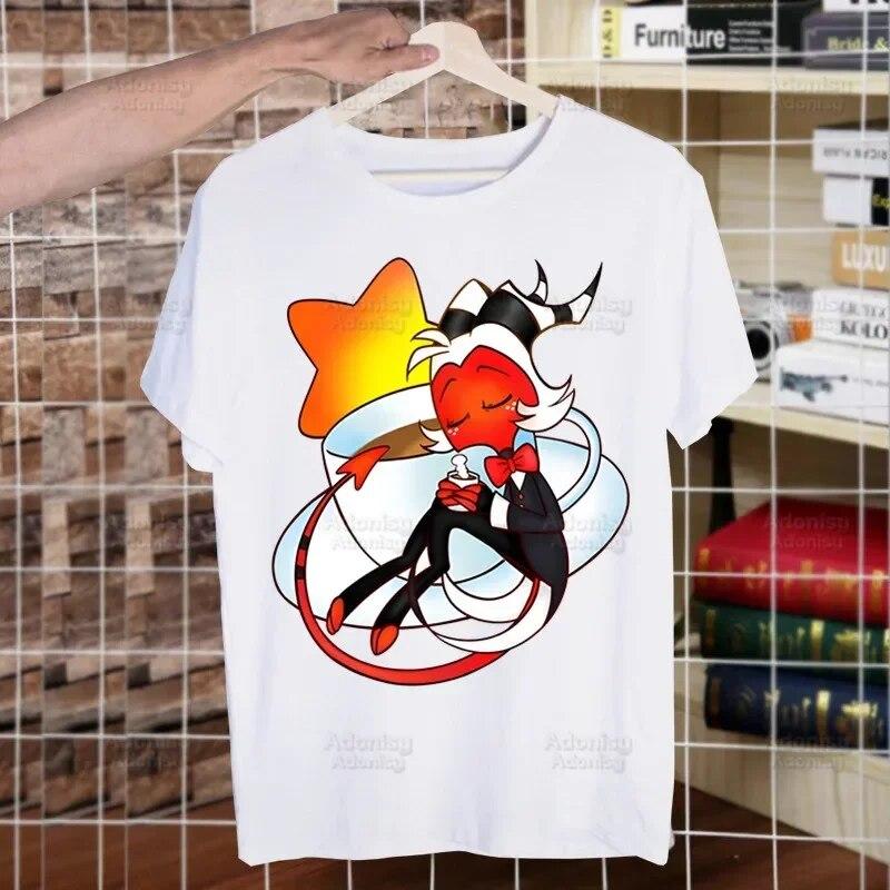 Helluva Boss Printed T Shirt Unisex Retro Washed Tops Tees Harajuku Tshirt Streetwear Hip Hop Unisex T-shirts