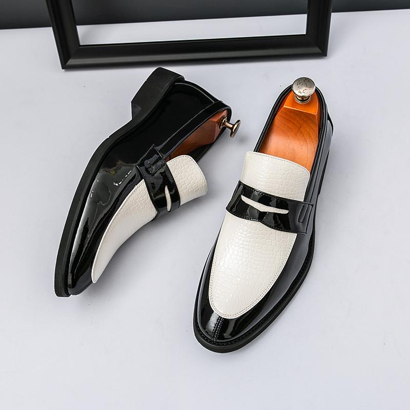 Britain Gentleman New Designer Pointed Mix Color Wedding Brogues Shoes for Men Fashion Penny Loafter Formal Dress Footwear