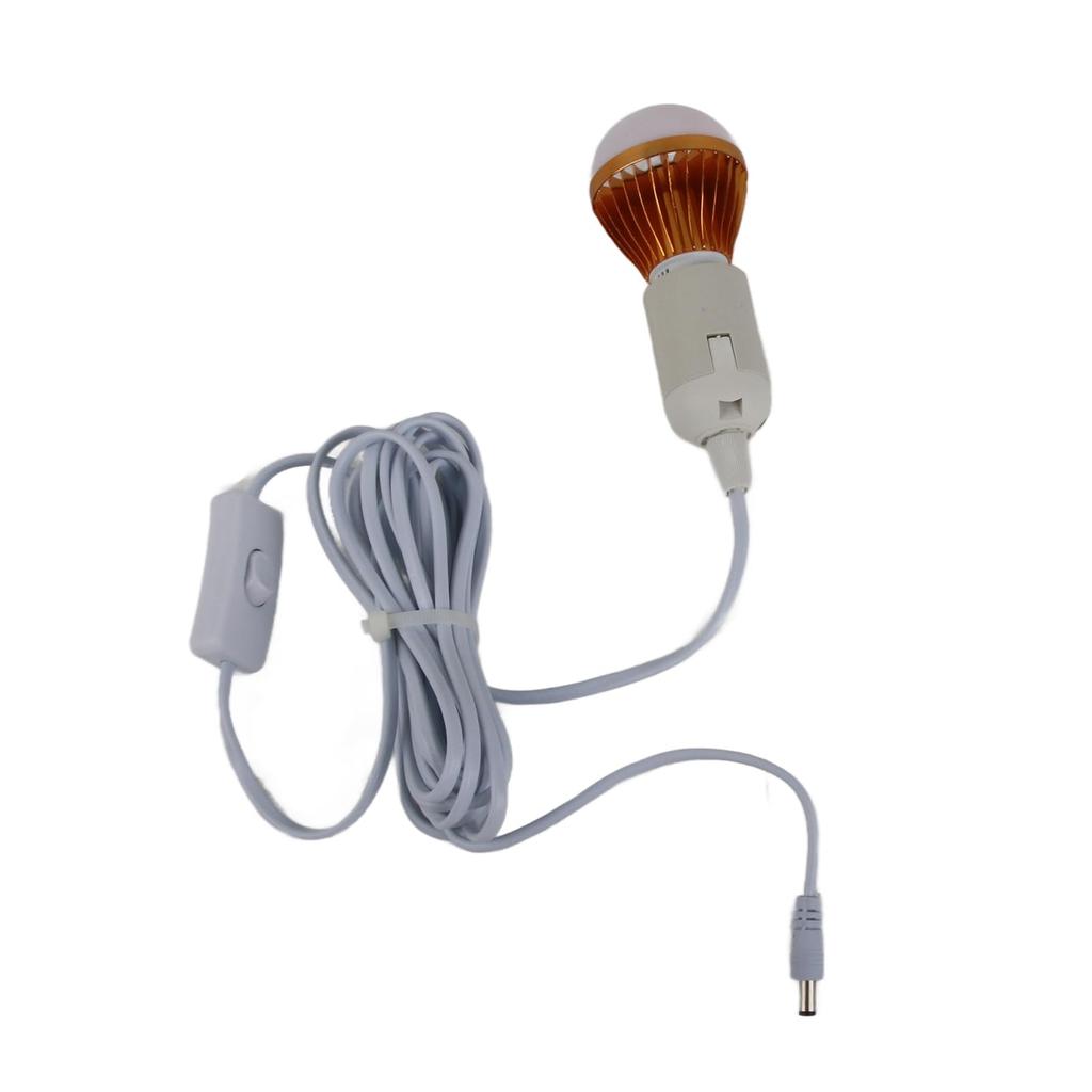 12V LED Bulb E27 Solar Bulb E27 Ball Bulb Spiral LED Solar White Light Camping Tent 12V 5 Watt 3 Meter DC Cable