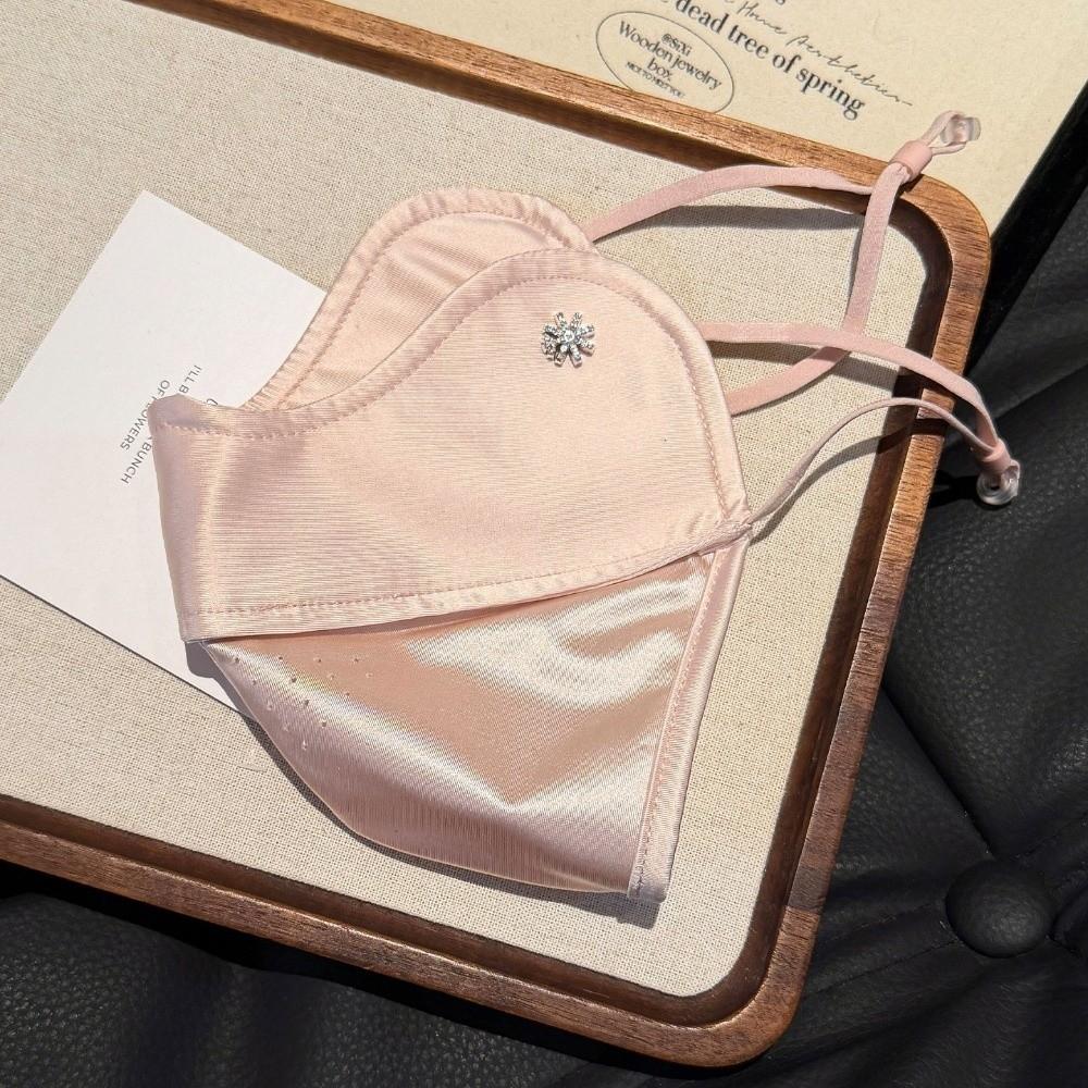 Washable Ice Silk Face Mask Solid Color Snowflake Rhinestone Anti-UV Face Mask Unisex Sun Protection Dustproof Face Mask Riding